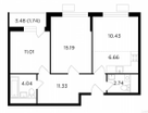 3-к. квартира, 61,5 м²