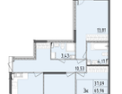 3-к. квартира, 68 м²
