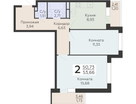 2-к. квартира, 53&nbsp;м²