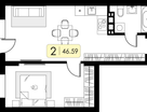 1-к. квартира, 46&nbsp;м²