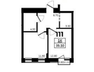 1-к. квартира, 39,1 м²
