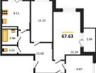 3-к. квартира, 67,6&nbsp;м²