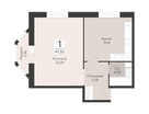 1-к. квартира, 47&nbsp;м²