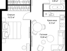 1-к. квартира, 44 м²