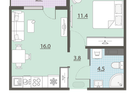 1-к. квартира, 37&nbsp;м²