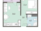 1-к. квартира, 37&nbsp;м²