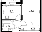 1-к. квартира, 37&nbsp;м²