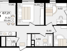 3-к. квартира, 67&nbsp;м²