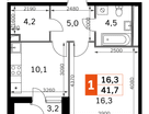 1-к. квартира, 41 м²