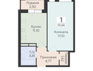 1-к. квартира, 39&nbsp;м²