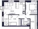 2-к. квартира, 55&nbsp;м²