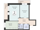 2-к. квартира, 60&nbsp;м²