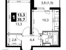 1-к. квартира, 35&nbsp;м²