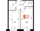 1-к. квартира, 40 м²