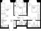 2-к. квартира, 55&nbsp;м²