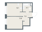 1-к. квартира, 35&nbsp;м²
