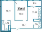 2-к. квартира, 64,6&nbsp;м²