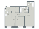 3-к. квартира, 64&nbsp;м²