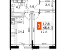 1-к. квартира, 45&nbsp;м²