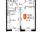1-к. квартира, 45&nbsp;м²