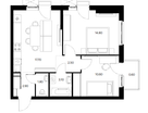 2-к. квартира, 54&nbsp;м²