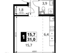 Студия, 31&nbsp;м²