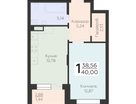 1-к. квартира, 40&nbsp;м²