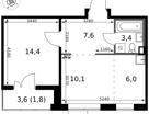 2-к. квартира, 43 м²
