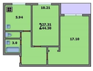 2-к. квартира, 43,2&nbsp;м²