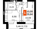 1-к. квартира, 29&nbsp;м²