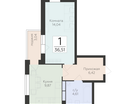 1-к. квартира, 36 м²