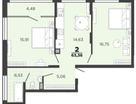2-к. квартира, 61&nbsp;м²