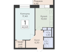1-к. квартира, 42&nbsp;м²