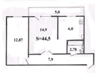 2-к. квартира, 44,5&nbsp;м²