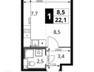 Студия, 22&nbsp;м²