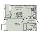 2-к. квартира, 38&nbsp;м²