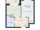 1-к. квартира, 33&nbsp;м²