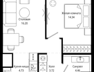 1-к. квартира, 43 м²