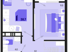 1-к. квартира, 38 м²