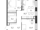 2-к. квартира, 59,3&nbsp;м²