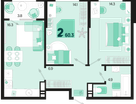 2-к. квартира, 60 м²