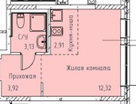 Студия, 22,3&nbsp;м²