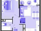 1-к. квартира, 41 м²