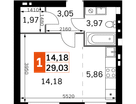 Студия, 29&nbsp;м²