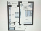 1-к. квартира, 52&nbsp;м²