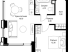 1-к. квартира, 42 м²