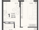 1-к. квартира, 44&nbsp;м²