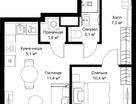 1-к. квартира, 41 м²