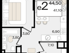 Студия, 44&nbsp;м²