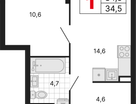 1-к. квартира, 34 м²